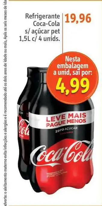 Sonda Refrigerante Coca Cola S Açúcar 1.5L oferta