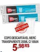 Mercadão Atacadista Copo descartável merc transparente 200ml c 100un oferta