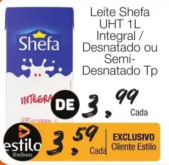 Supermercado Dalben Leite Shefa UHT 1L Integral/ Desnatado ou Semi Desnatado Tp oferta