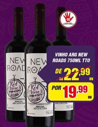 Violeta Supermercados Vinho Arg. New Roads 750ml Tto oferta