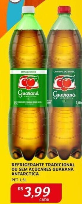 Assaí Atacadista Refrigerante Tradicional ou sem açúcares Guaraná Antarctica 1.5L oferta