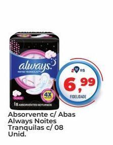 Tonin Superatacado Absorvente c/ abas always noites tranquilas c/ 08 unid. oferta
