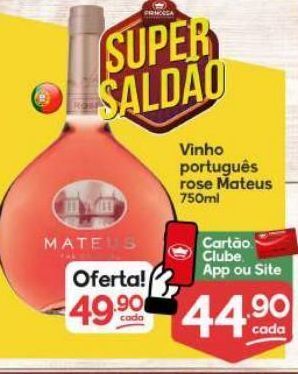Supermercados Princesa Vinho português rose mateus 750ml oferta