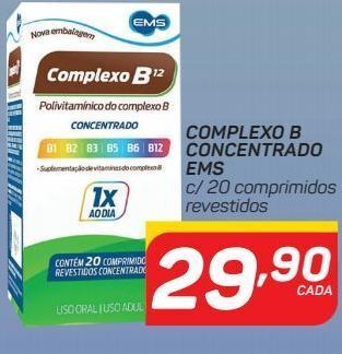 Complexo b concentrado ems c/ 20 comprimidos revestidos