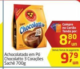 Achocolatado em pó chocolatto 3 corações 700g
