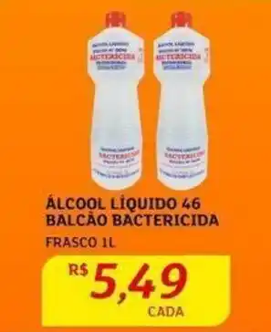 Álcool Líquido 46 Balcão Bactericida 1L