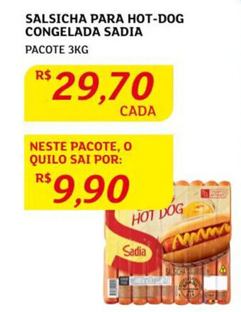 Salsicha Para Hot Dog Congelada Sadia 3kg