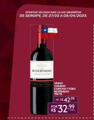 GBarbosa Vinho chileno concha y toro reservado oferta
