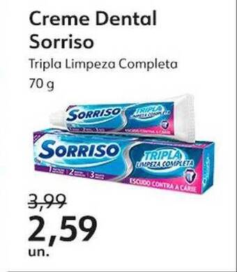 Supermercados Baklizi Creme dental sorriso tripla limpeza completa oferta
