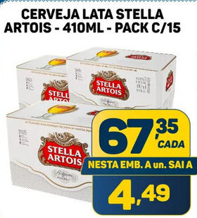 Dom Atacadista Cerveja lata Stella Artois 410ml pack c/15 oferta