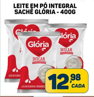Dom Atacadista Leite em pó Integral Sachê Glória 400g oferta
