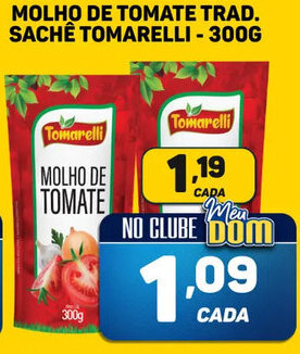 Dom Atacadista Molho de Tomate Trad. Sachê Tomarelli 300g oferta