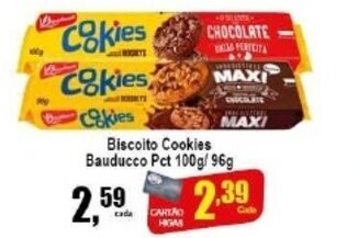 Higa's Supermercado Biscoito Cookies Bauducco pct 100g/96g oferta