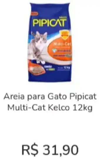 Areia para Gato Pipicat Multi-Cat Kelco 12kg