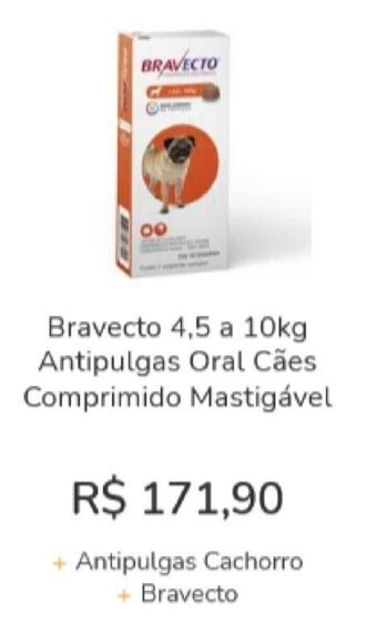 Cobasi Bravecto 4.5 a 10kg Antipulgas Oral Caes Comprimido Mastigavel oferta