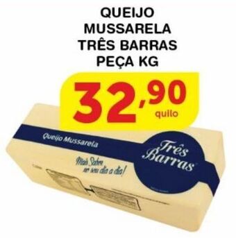 Roldão Queijo mussarela três barras kg oferta