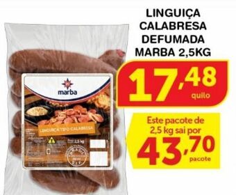 Roldão Linguiça calabresa defumada marba 2,5kg oferta