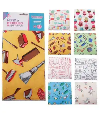 Freitas Varejo Jogo de panos multiuso 3 peças decorado florinda 30x30cm rf2082 oferta