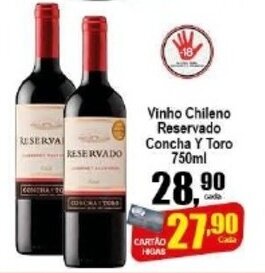 Higa's Supermercado Vinho Chileno Reservado Cocha Y Toro 750ml oferta