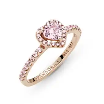 Anel pandora coracao brilhante rosa