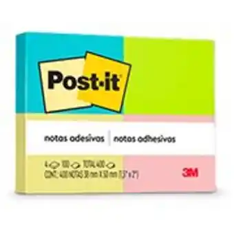 Bloco de notas adesivas post-it 4 cores neon - 4 blocos de 3...
