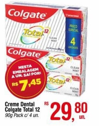 Fort Atacadista Creme Dental Colgate Total 12 90g oferta