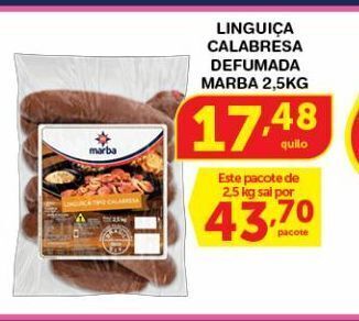 Roldão Linguiça calabresa defumada marba 2,5kg oferta