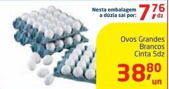 Tenda Atacado Ovos grandes brancos cinta 5dz oferta