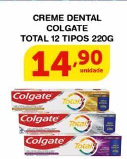 Roldão Creme dental colgate total 12 tipos 220g oferta