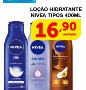 Roldão Loção hidratante nivea tipos 400ml oferta