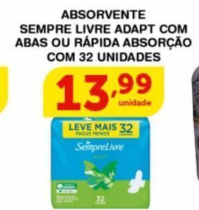 Absorvente sempre livre adapt com abas ou rapida absorção com 32 unidades