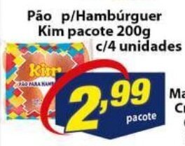 Vencedor Atacadista Pao p/ Hamburguer Kim pacote 200g c/04 unidades oferta