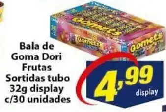 Bala de Goma Dori Frutas Sortidos Tubo 32g display c/30 unidades