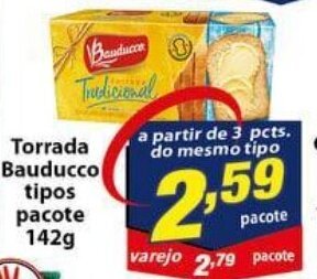 Vencedor Atacadista Torrada Bauducco tipos pacote 142g oferta