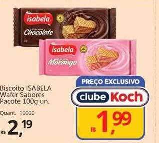 Supermercados Koch Biscoito isabela wafer sabores oferta