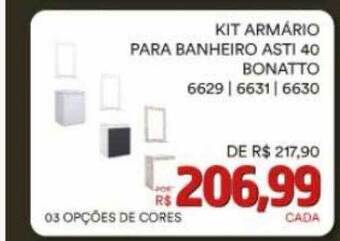 Kit armário para banheiro asti 40 bonatto