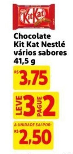 Extra Supermercado Chocolate Kit Kat Nestlé vários sabores 41.5g oferta