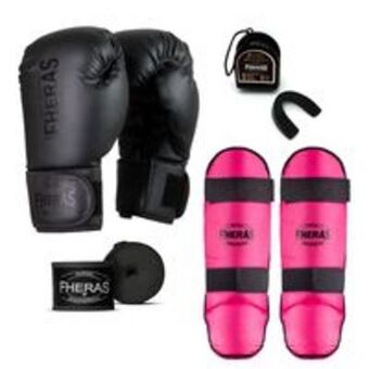 Novo Mundo Kit de boxe muay thai fheras pró all black 12 oz oferta