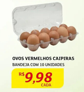 Assaí Atacadista Ovos Vermelhos Caipiras bandeja com 10 unidades oferta