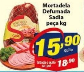Vencedor Atacadista Mortadela Defumada Sadia peca 1kg oferta