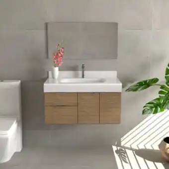 Leroy Merlin Gabinete para banheiro com cuba 53x80x46cm marrom e branco mireille bergan oferta