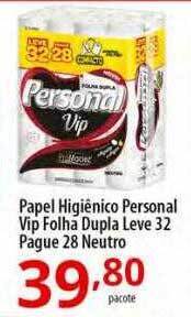 Akki Atacadista Papel higiênico personal vip folha dupla leve 32 pague 28 neutro oferta