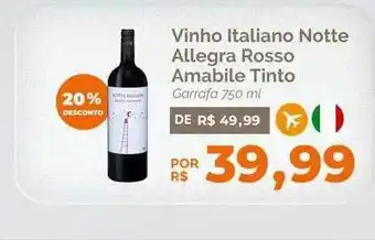 Oba Hortifruti Vinho italiano notte allegra rosso amabile tinto 20% desconto oferta