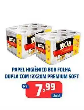 Papel higiênico bob folha dupla com 12x20m premium soft