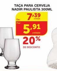 Roldão Taça para cerveja nadir paulista 300ml oferta