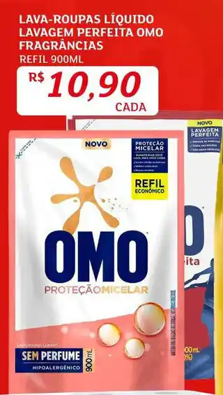 Assaí Atacadista Lava roupas Líquido lavagem Perfeita Omo 900ml oferta