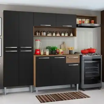 Armazém Paraíba Cozinha compacta madesa emilly top com armário e balcão - rustic/preto oferta