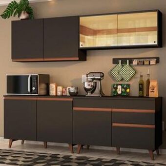 Leroy Merlin Cozinha completa madesa reims 240001 com armário e balcão - preto oferta