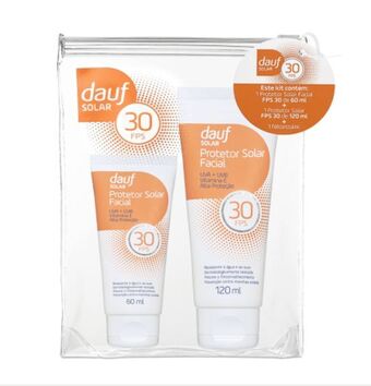 Protetor solar dauf fps30 200ml+protetor solar dauf facial fps30 60g grátis necessaire
