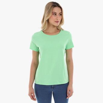 Camiseta meia malha manga curta feminina